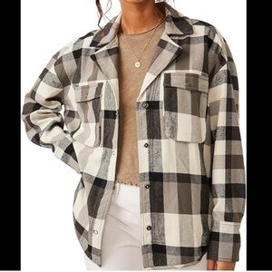 New Free People Plaid Flannel Cotton Shirt